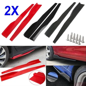 

2X Universal Car Body Styling Side Skirt Rocker Splitters Winglet Wings Canard Diffuser Bumper Kit Red/Black/Carbon Fiber