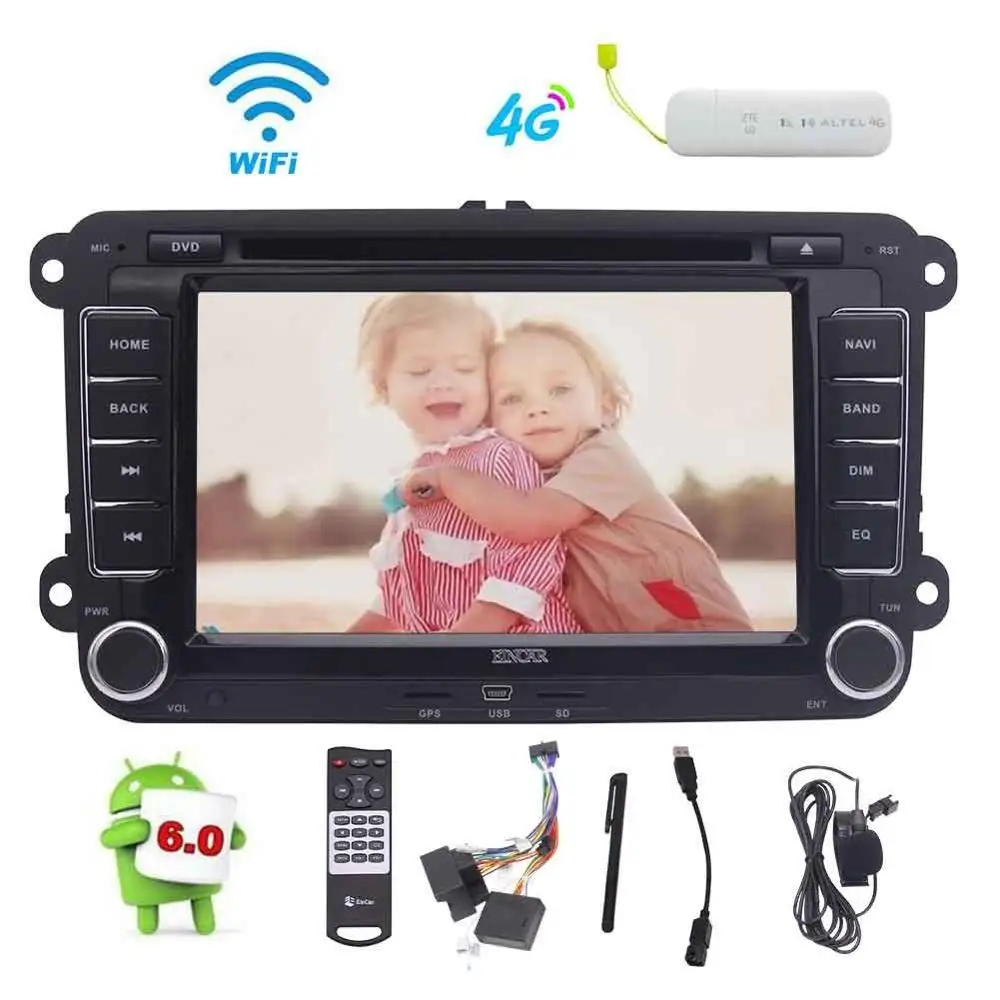 

4G Dongle + Double 2 Din Android 6.0 Car DVD Player 7'' Car Stereo GPS Bluetooth Radio Receiver+Free CANBUS/External Microphone