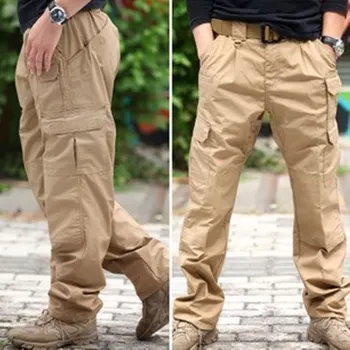 

Plaid Fabric Water Repellent Ripstop Tactical Pants Outdoor Training Hiking Waterproof Loose Pocket Straight Overalls Trousers