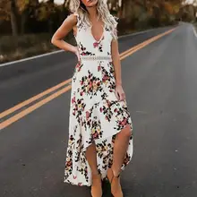 2019 New Yfashion Women Sexy V-neck Backless Printing Irregular Hem Casual Dress Top Selling 2019 New Yfashion Women Sexy V-neck Backless Printing Irregular Hem Casual Dress Top Selling