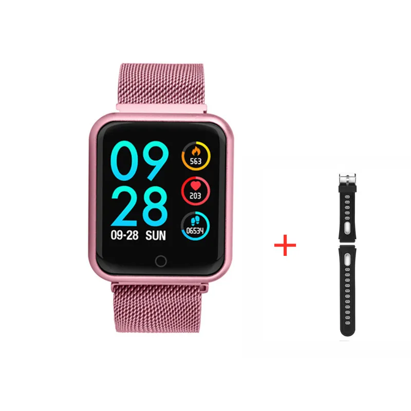 add gray strap Смарт-часы P68 для мужчин и женщин, монитор сердечного ритма, спортивный фитнес-трекер, умные часы для IOS, iphone, apple, Android, PK часы 5 IWO 11/12 - Цвет: add gray strap