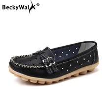 BeckyWalk/женские летние открытые туфли на плоской подошве Повседневная дышащая обувь без шнуровки женские модные сандалии с ремнем и заклепками; лоферы; WSH2694