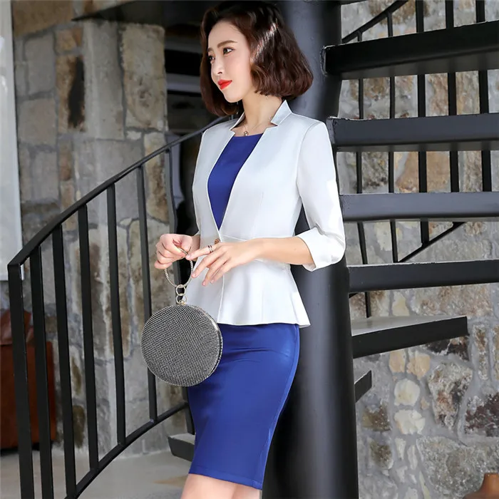 Women's Dress Suits Spring Professional Office Ladies's Blazer Sets Slim Sleeveless Dress 2pcs Formal Workwear Suits W926