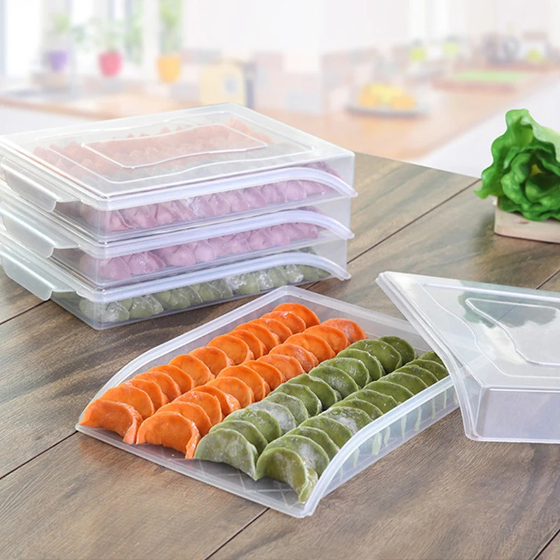 

Transparent Dumpling Storage Tray Home Kitchen Organizer For Frozen Dumpling Box Refrigerator Fresh-keeping Food Freezer Boxes
