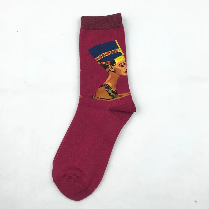 Осенние и зимние мужские носки, новые персональные, литературные, ретро, всемирно известная серия рисунков, мужские носки, носки с масляными рисунками - Цвет: 4
