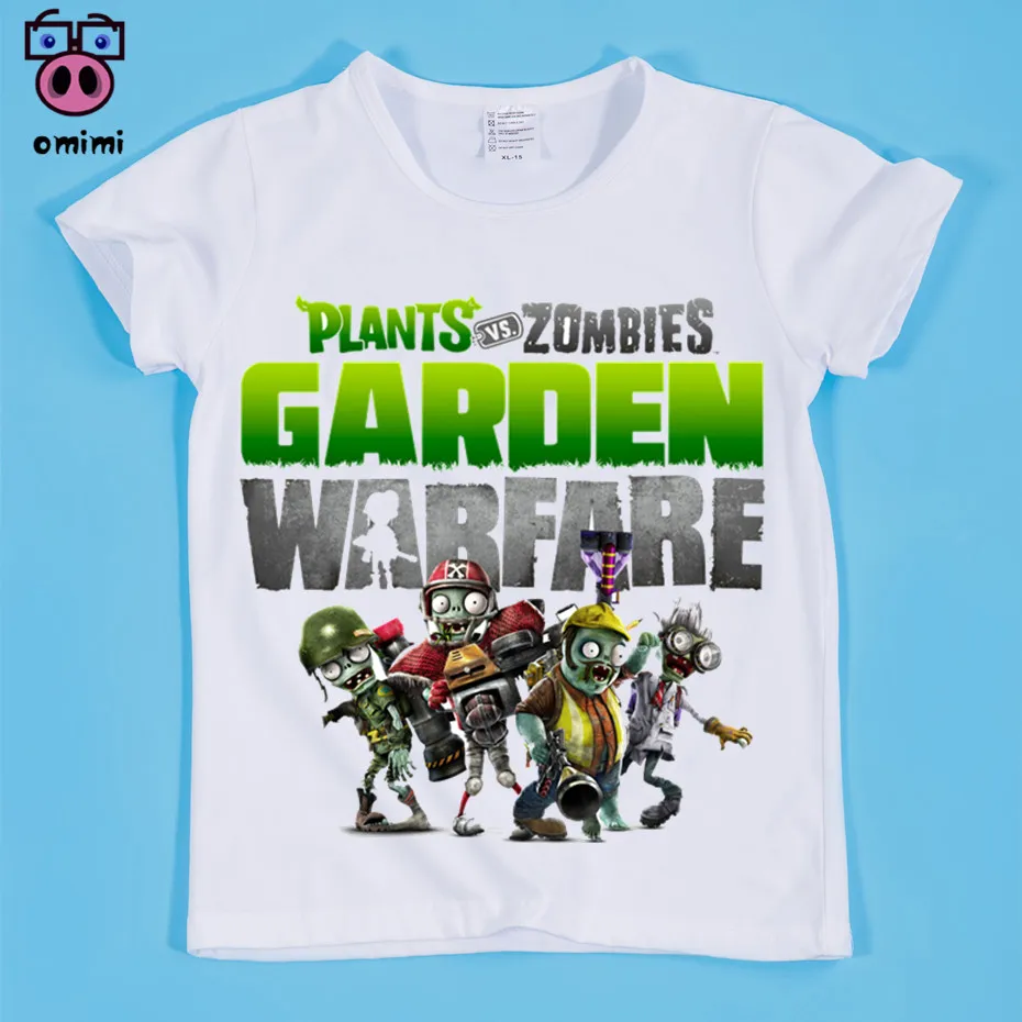 

Kid's Plants Vs Zombies 2 Garden Warfare Print T-shirts Children Zombies Funny Comic Tops Tee Boy and Girl Game Clothing,OM006