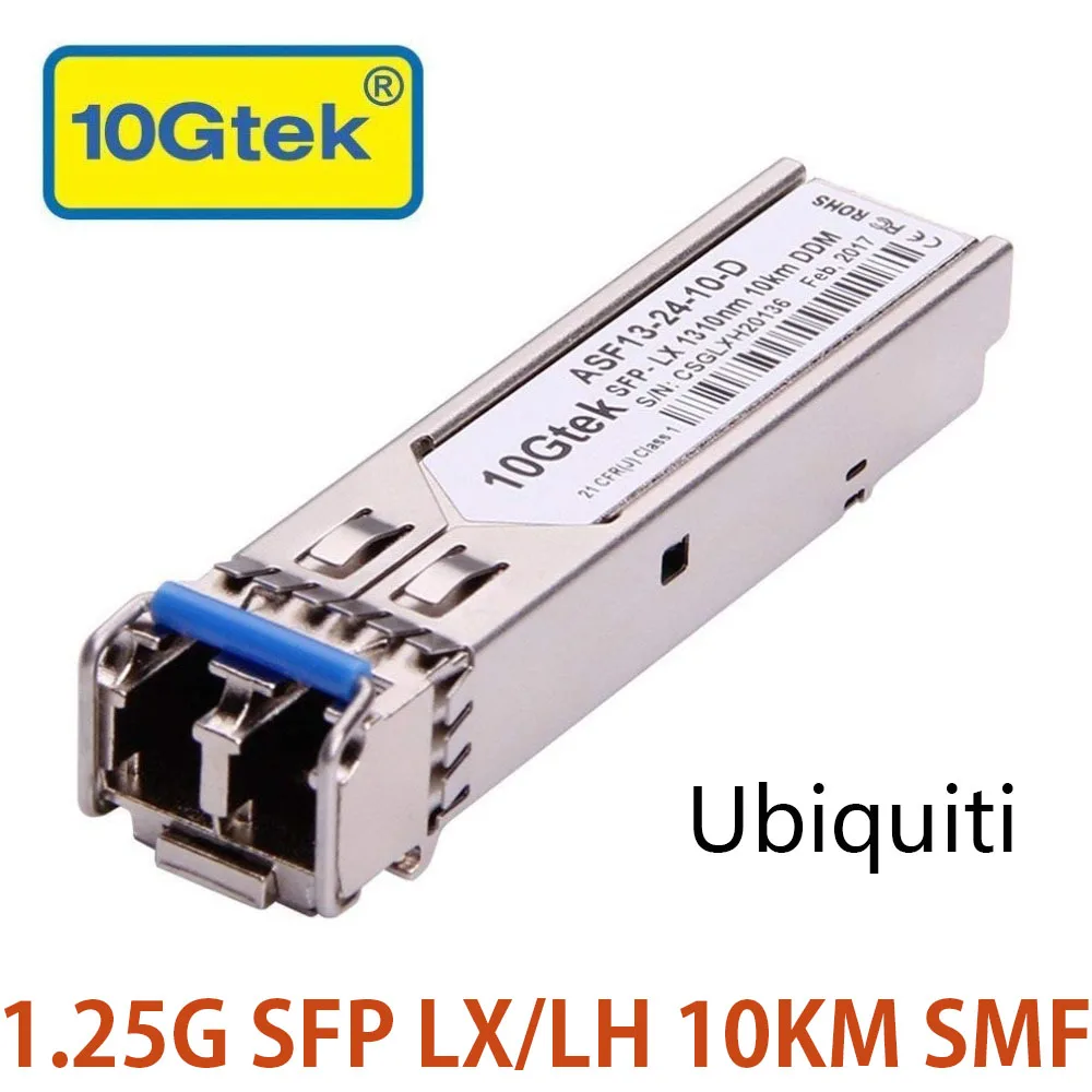 10Gtek 1.25Gb 10KM SFP LX for Ubiquiti UF-SM-1G Optic Transceiver 1000Base-LX/LH 1.25 Gigabit Module Single Mode 1310nm | Мобильные