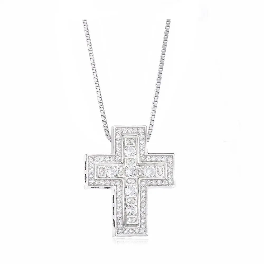 Lovecabin 925 пробы Серебряный Гавайский японский крест кулон и ожерелье для женщин двойной крест кулон ожерелье ювелирные изделия - Окраска металла: Silver Hole Cross