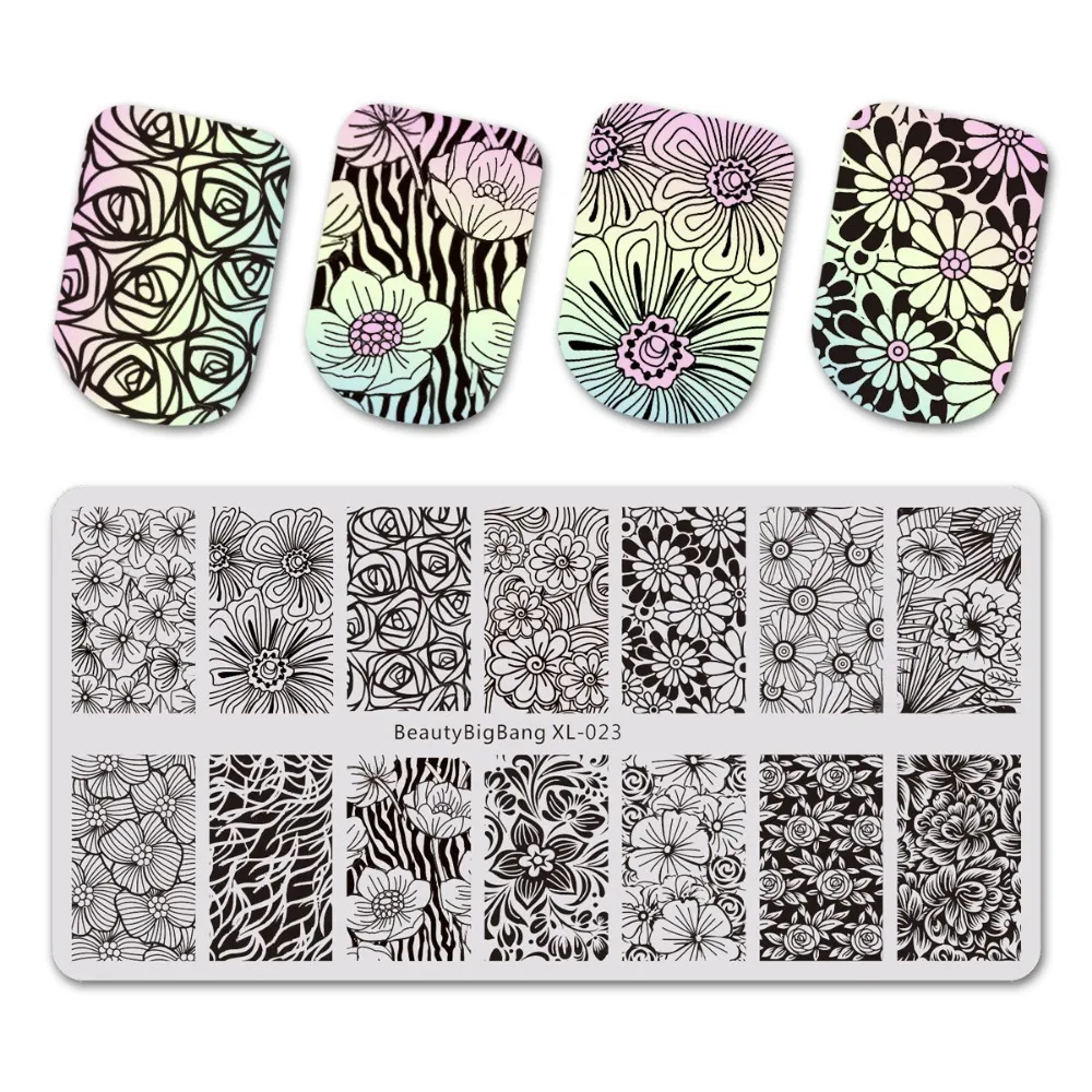 BeautyBigBang штамповочная пластина для ногтей 1 шт. летние цветочные геометрические наклейки для ногтей шаблон для ногтей - Цвет: 023