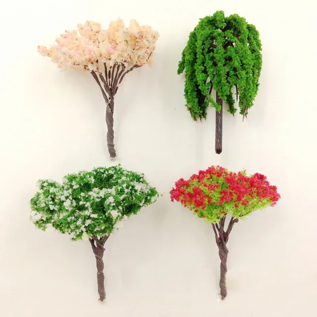 Artificial Pink Tree Willow Miniature Fairy Garden Home Houses