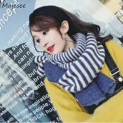 Шарфы для женщин для трикотажные толстые полосатые зимние теплые длинные s шарфы корейский стиль элегантный простой прекрасный мода красоч