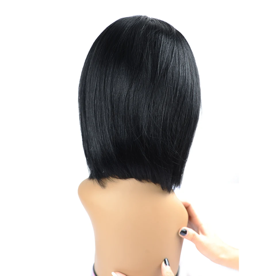 150% плотность короткие парики Боба для черных женщин натуральные черные перуанские человеческие волосы прямая шнуровка, парики с волосами младенца Pinshair Nonremy