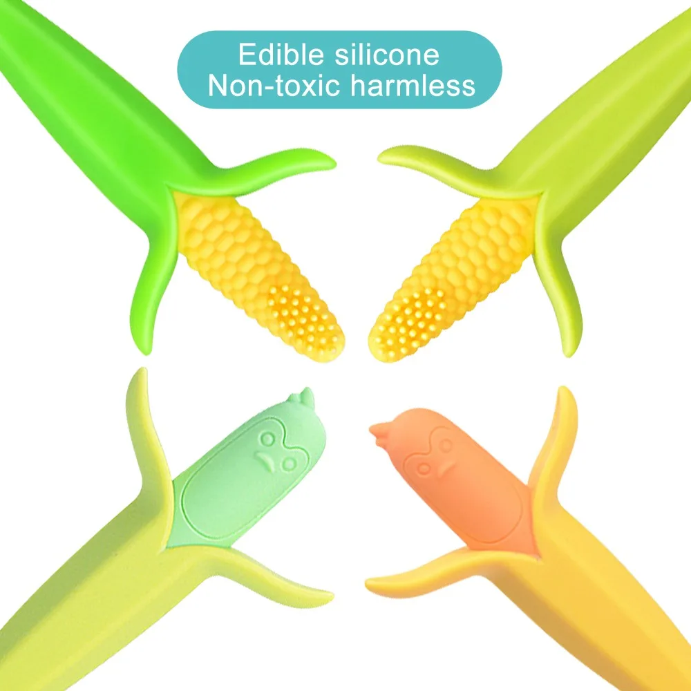 High Quality Silicone Toothbrush And Environmentally Safe Baby Teether Care Animal Teething Kids Corn Teether Children Chewing