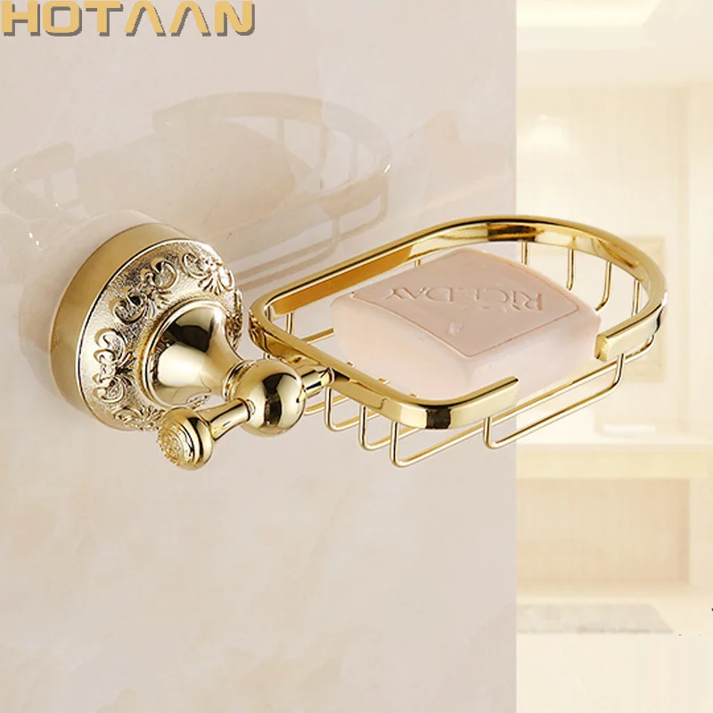 Wall Mounted Gold Soap Dish Soap Holder Box Soap Basket Rectangle Dish
