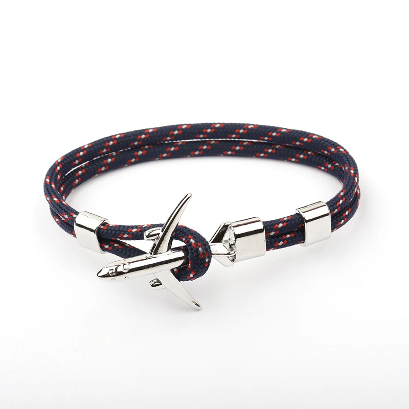 

NIUYITID 2019 New Metal Airplane Anchor Bracelets For Men Women Charm Paracord Bracelet Hooks Summer Style homme jewelry