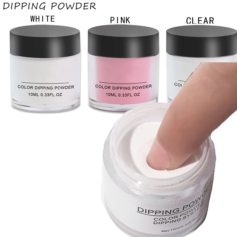 

Bulk Dip Nail Powder -10ml 3color white,clear,pink Lasting than UV Nail Gel Polish Dipping Powder Nail system 1PCS Dust powder