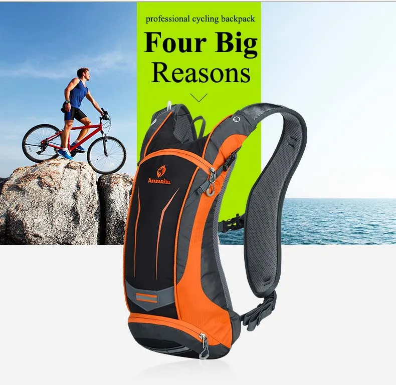 Мини велосипедный рюкзак Anmeilu 8L, водонепроницаемый, дышащий, велосипедный рюкзак, для путешествий, пеших прогулок, альпинизма(2 л, сумка для воды, опция