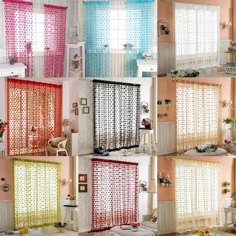 

NEW Cheapest String Curtain for Living Room Door Tassel Screen Room Divider Window Blind Drape Heart Panel Chinese Curtains