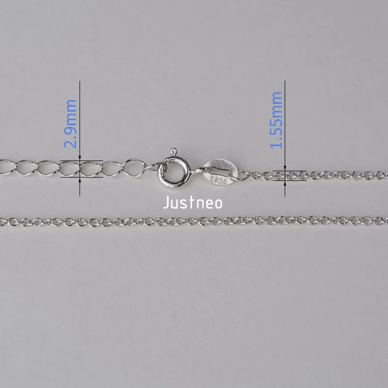 JustNeo, Твердое Серебро 925 пробы, овальная цепочка, ожерелье с родиевой пластиной, Пружинная Застежка, хорошее ювелирное изделие JN029