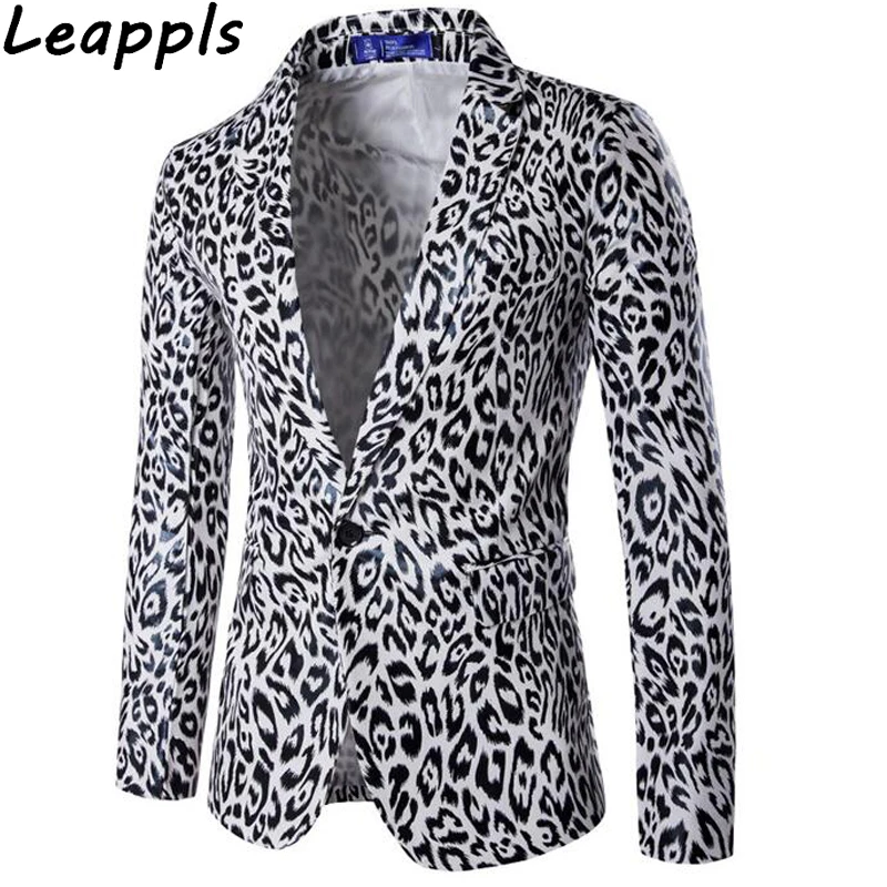 Slide Leappls casual Blazers Men fashion Leopard printing blazer masculino slim fit mens blazers and suit jackets men clothes 2019 new