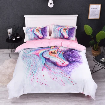 

Yi chu xin Cartoon rainbow unicorn bedding set twin size Microfiber Fabric Home kids bed set 2/3 pcs girls bedding