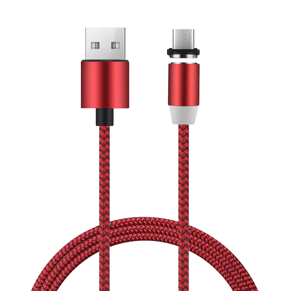 1 шт. Магнитный кабель Micro USB type C для быстрой зарядки, светодиодный, светящийся, зарядное устройство, плетеный шнур, разъем для смартфонов samsung huawei - Цвет: Red