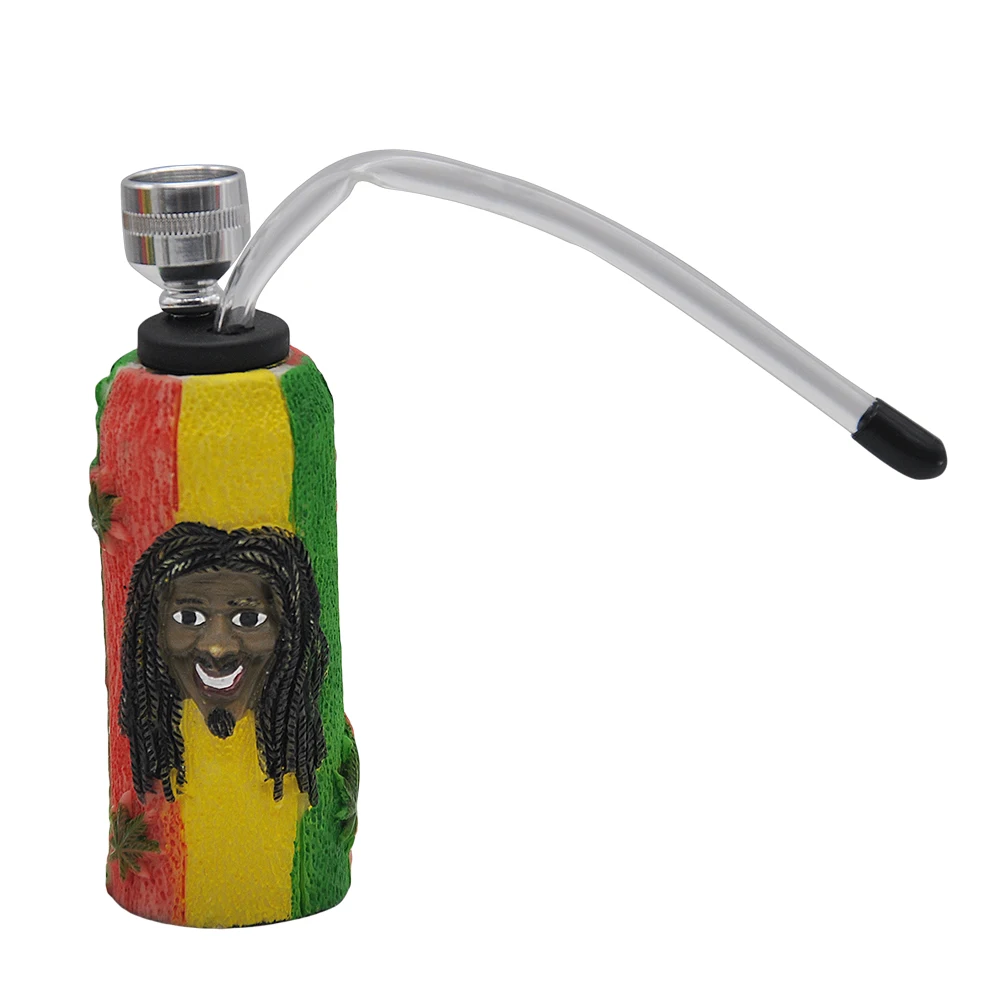 

Colorful Portable Resin Water Smoking Pipe With Relief Pattern Resin Body Rubber Hose Water Pipe