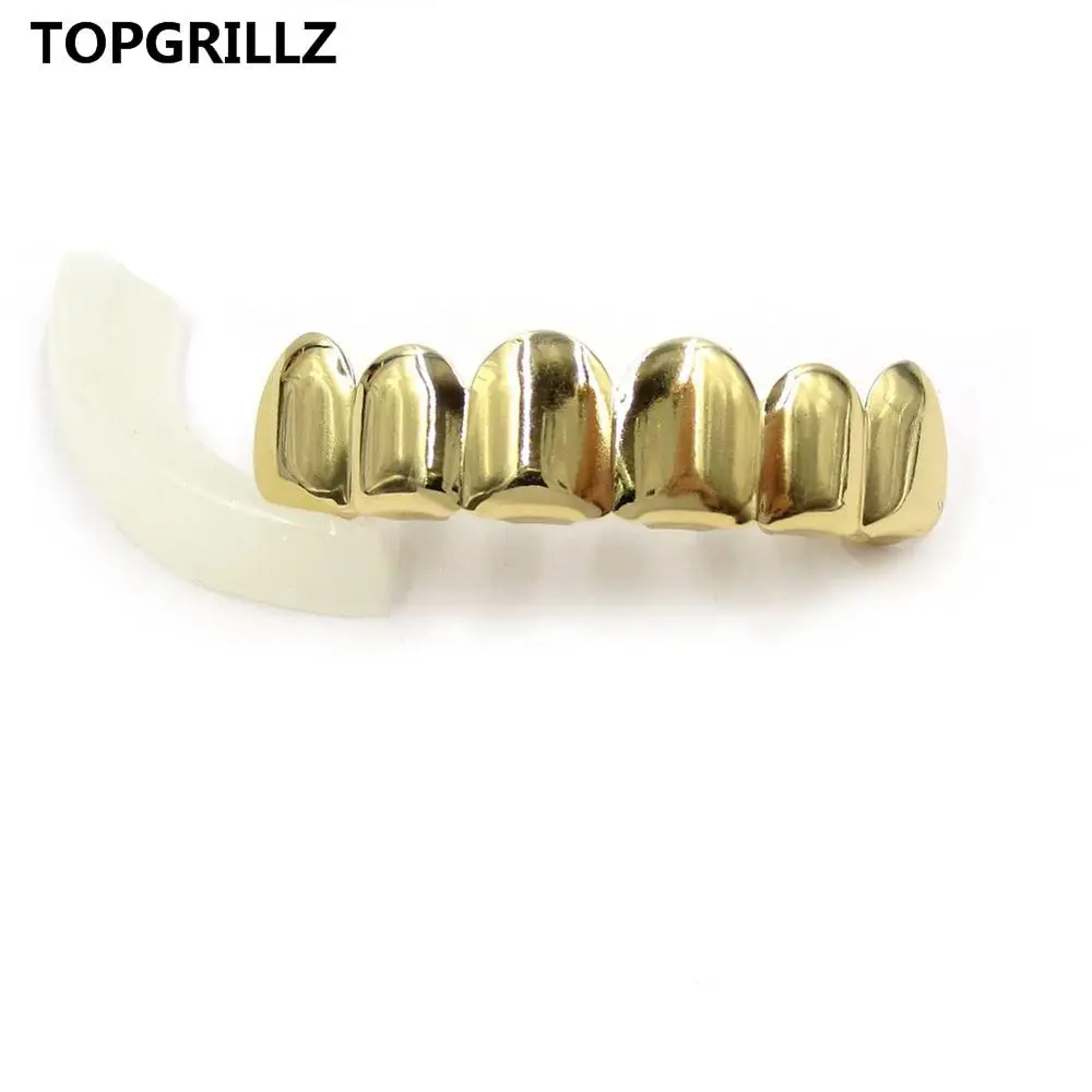 TOPGRILLZ позолоченные хип-хоп ЗУБЫ Grillz Top& Bootom Groll набор с силиконовыми зубами вампира лучший подарок на Рождество - Окраска металла: Gold Top