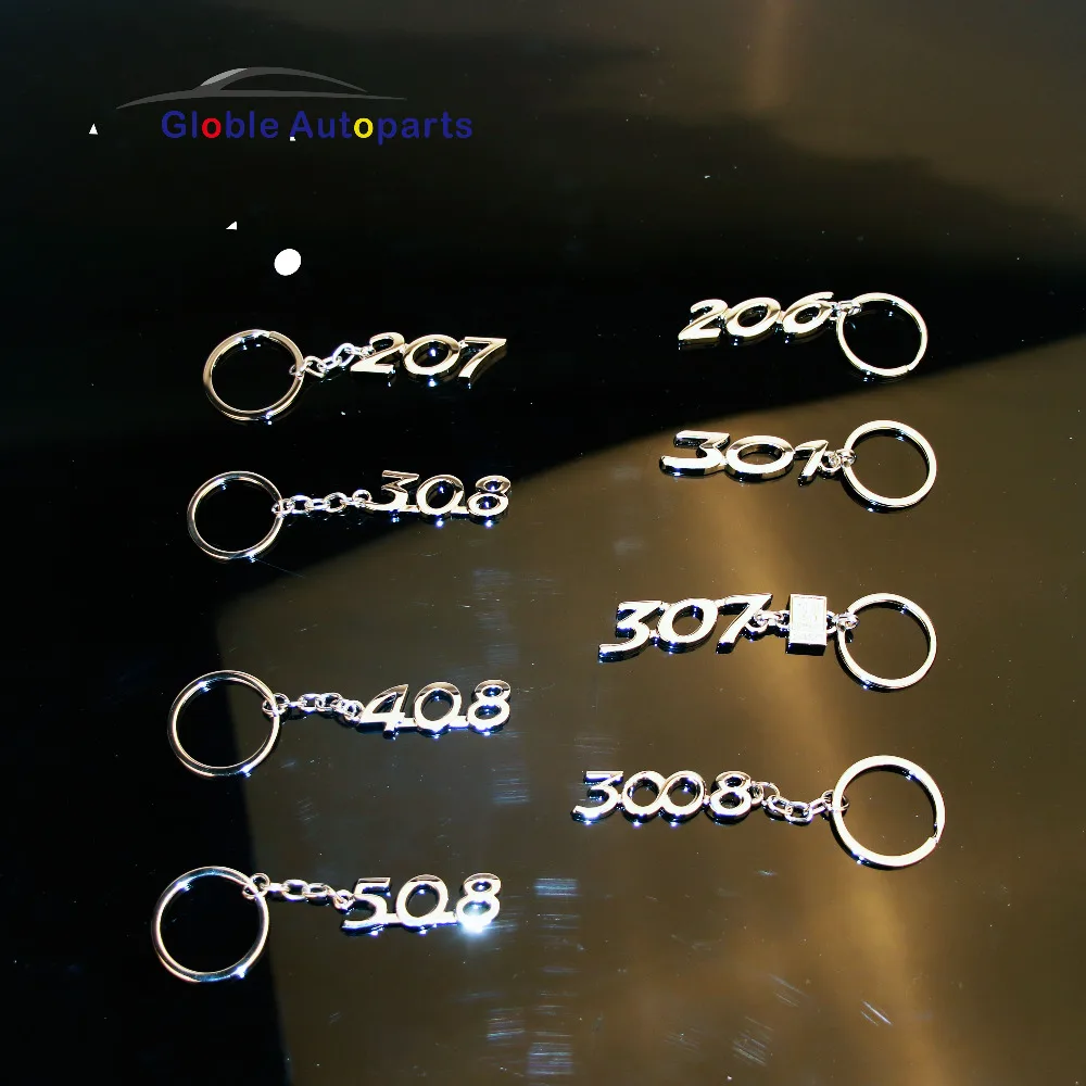 

Key Ring For Peugeot Car Logo 206 207 301 307 308 408 3008 508 Keyring Car Styling Alloy Key Ring Keychain Keyrings