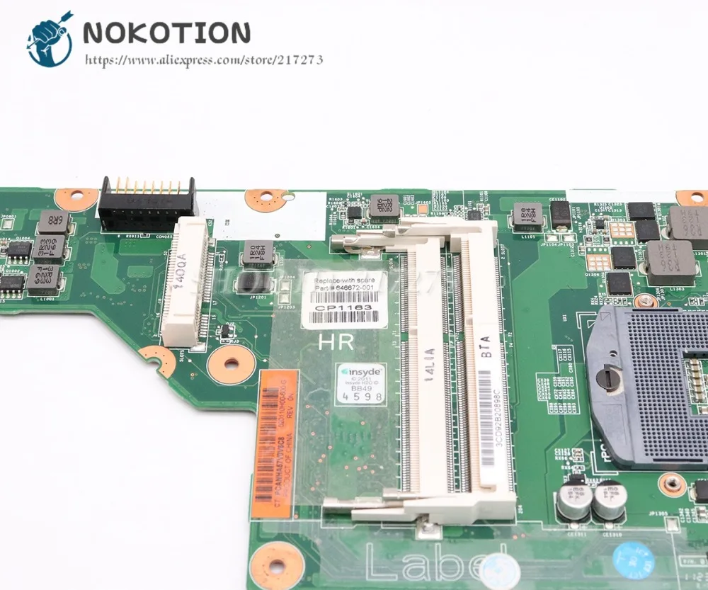 NOKOTION 646672-001 для hp CQ43 431 631 материнская плата для ноутбука HM65 DDR3 HD 7400M видеокарта