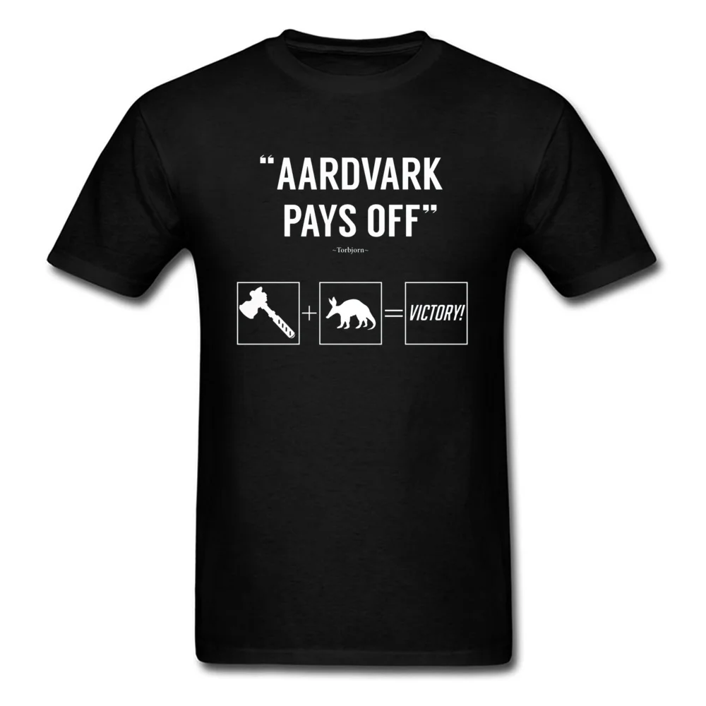 Aardvark pays off Torbjorn 14024 Short Sleeve T Shirt NEW YEAR DAY Crewneck 100% Cotton Men's T-Shirt Cool Tee-Shirt Fashion Aardvark pays off Torbjorn 14024 black