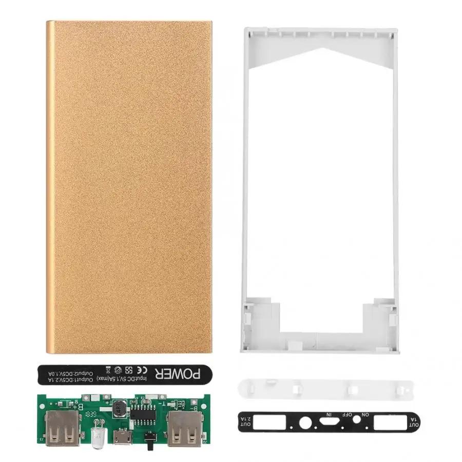 

Battery Portable Mobile Phone Golden Power Bank Casing Charger Box For iPhone powerbank case