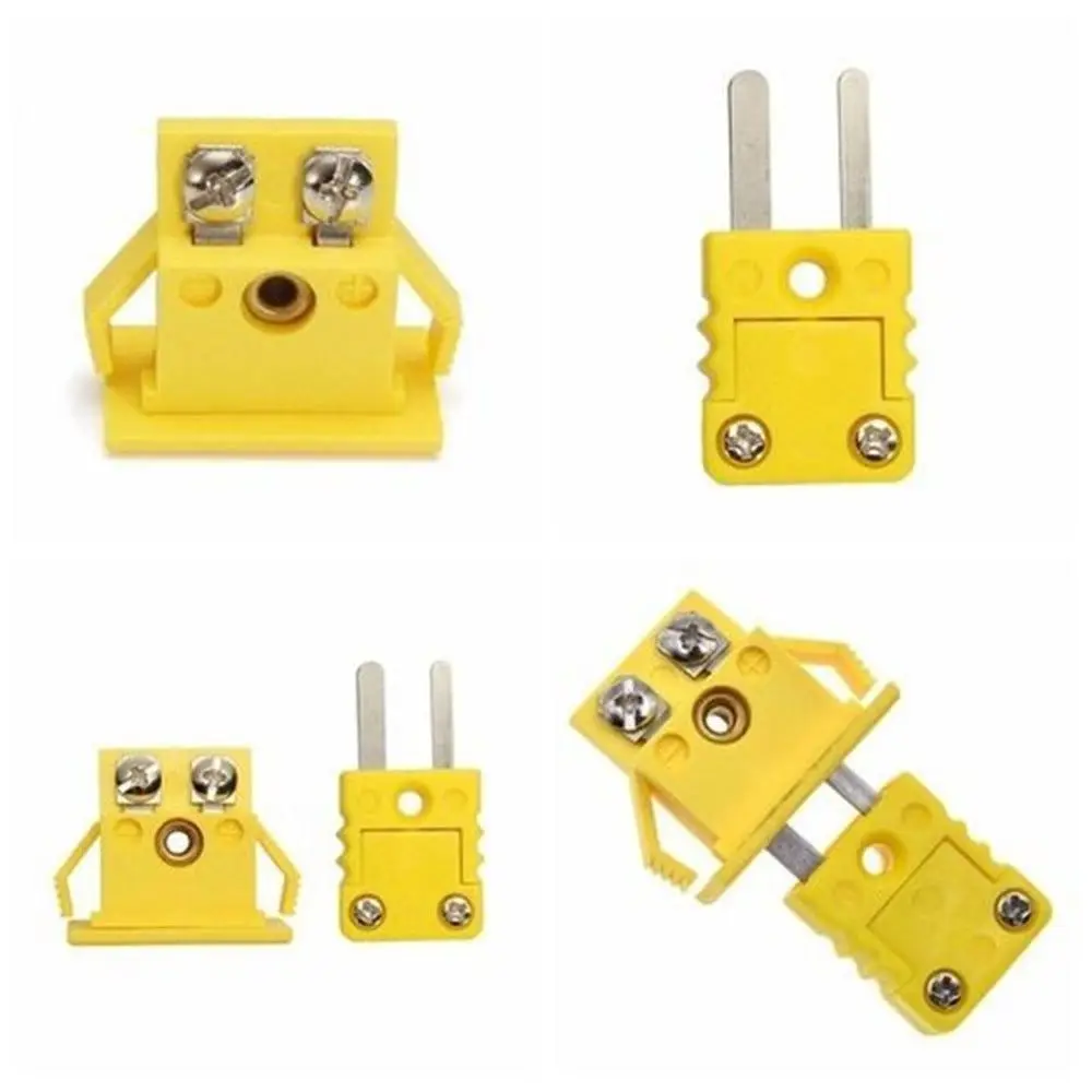 Yellow Thermocouple Socket Shell Plug Adaptor Mini Thermometer Universal K-Type Miniature Panel Mount Alloy Nylon