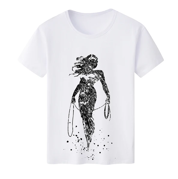 Модная женская футболка с круглым вырезом и принтом из фильма чудо-женщины, футболки с короткими рукавами для девочек - Цвет: White 12