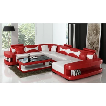 

Wholesale living room furniture cheap leather corner sofa set 7 seater sectional sofa with Led light
