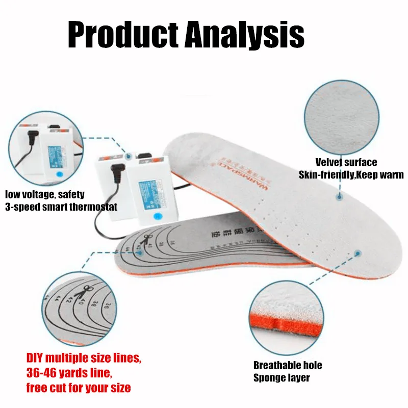 3800 мАч умные USB электрические стельки с подогревом, женские и мужские зимние теплые EVA стелька литиевая батарея самонагревающийся, 3
