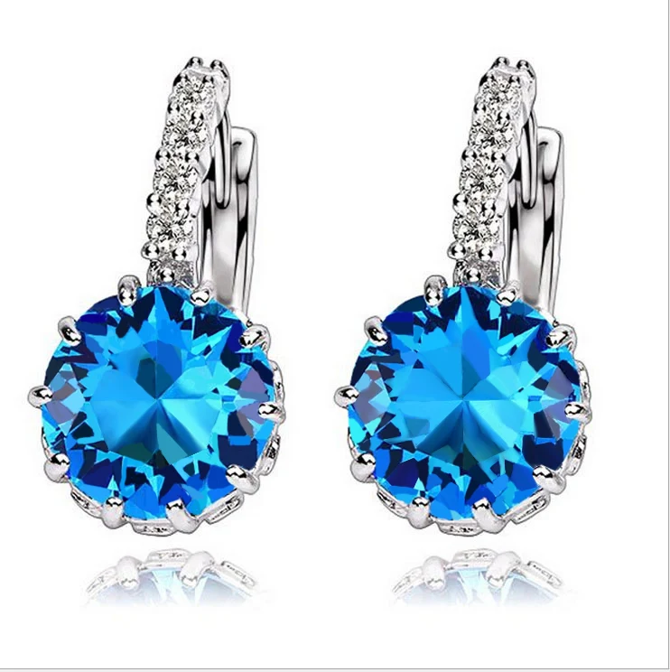 

QCOOLJLY High Quality Silver Color CZ Nice Zircon Hoop Earrings For Women Fashion Wedding Jewelry Brinco 8 Colors Best Selling