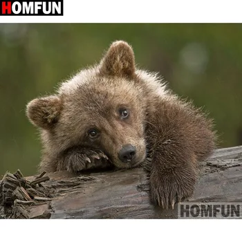 

HOMFUN Full Square/Round Drill 5D DIY Diamond Painting "Animal bear" Embroidery Cross Stitch 3D Home Decor Gift A17497