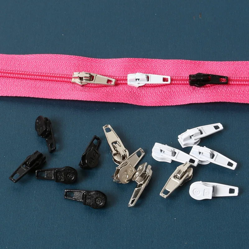 

Wholesale 25pcs 3# Zinc Alloy Auto Lock Automatic Zipper Puller Sliders for Nylon Zippers Home Textiles zip slider
