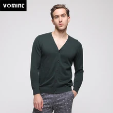 Vomint, новинка, весенний мужской кардиган, свитер, Одноцветный, с пуговицами, открытый, трикотажный, хлопок, ткань, подходит ко всему, зеленый, обычный крой, U6PI6837