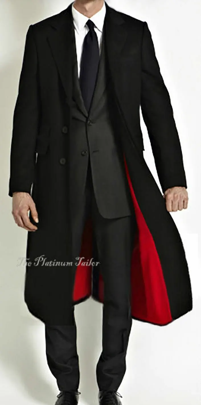 

black suit with red lining
