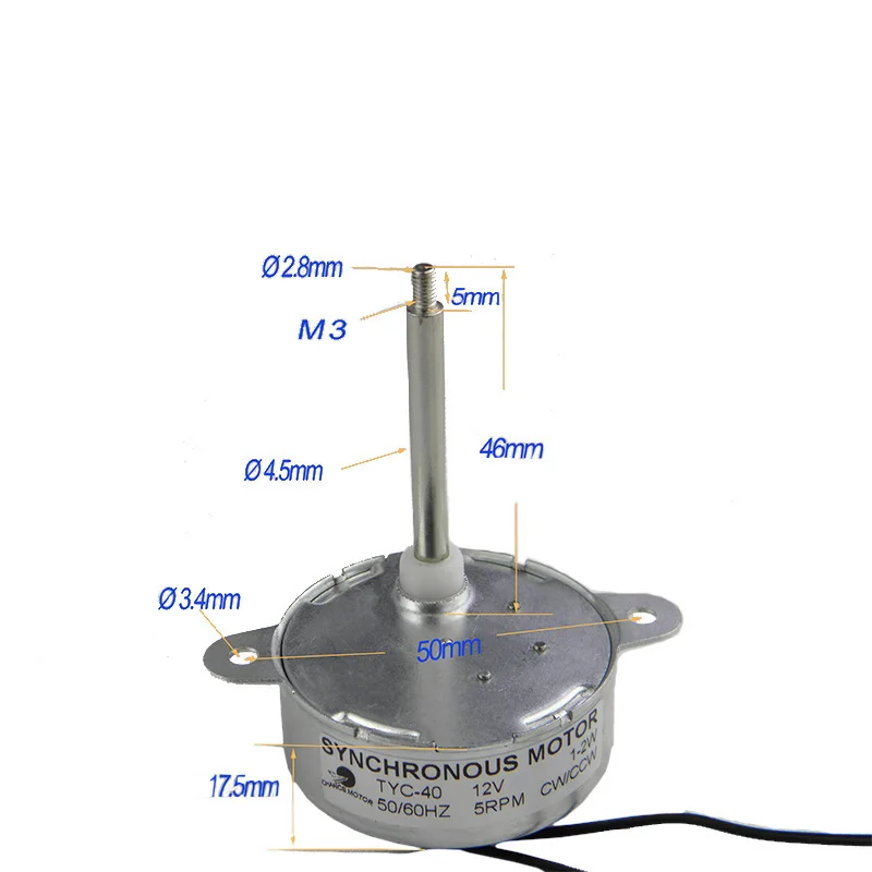 motor eletrico sincrono 12v 5rpm eixo de 04