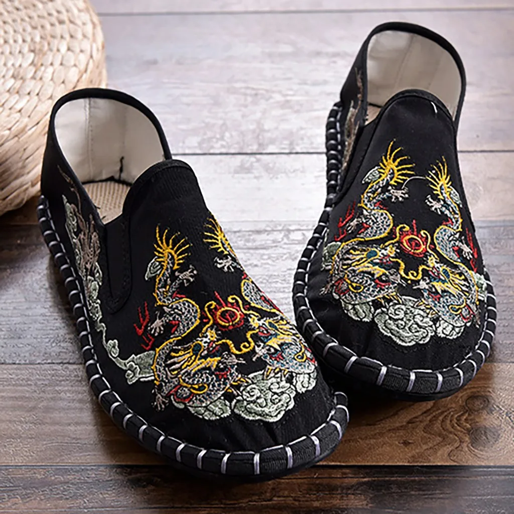 

Flat Woman Loafers Summer Neutral Unisex Embroidery Dragon Slip On Loafer Shallow Casual Large size Shoes zapatillas mujer