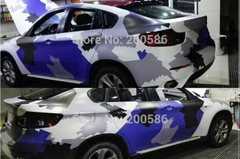 

Arctic Snow Camo Vinyl Blue Black White Car Wrap Sticker Pixel Camouflage Car Sticker Air Release Size 1.52*30m/Roll