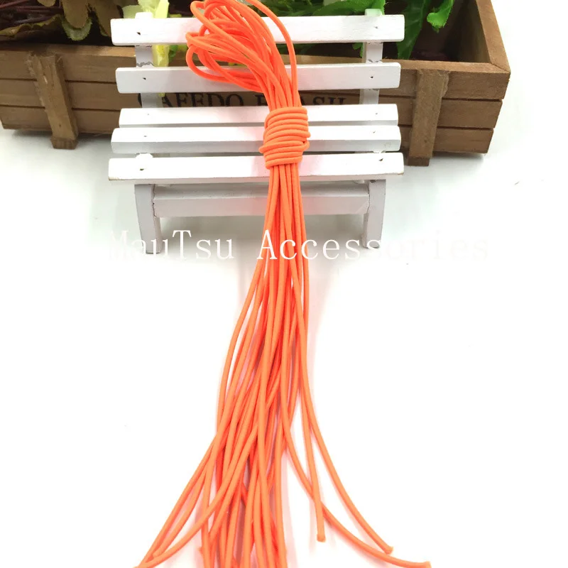 Neon Orange 10 шт., 2 мм, толщина 50,0 см, длина, разные цвета, детская эластичная лента для волос, лента, эластичные шнуры для волос ручной работы - Цвет: Neon Orange