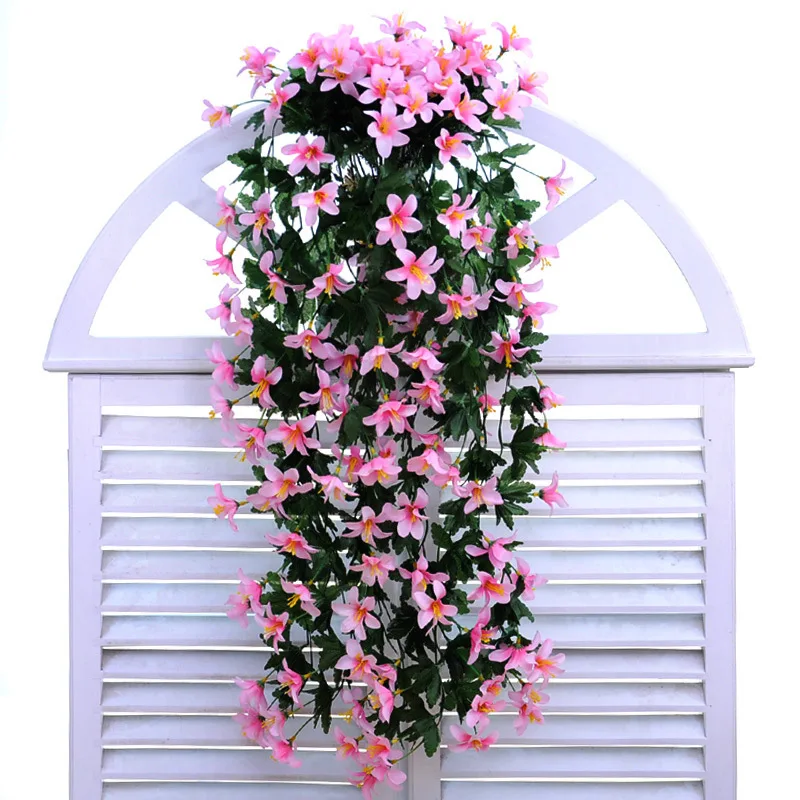 2pc Violet Hanging Basket Flower Artificial Simulation