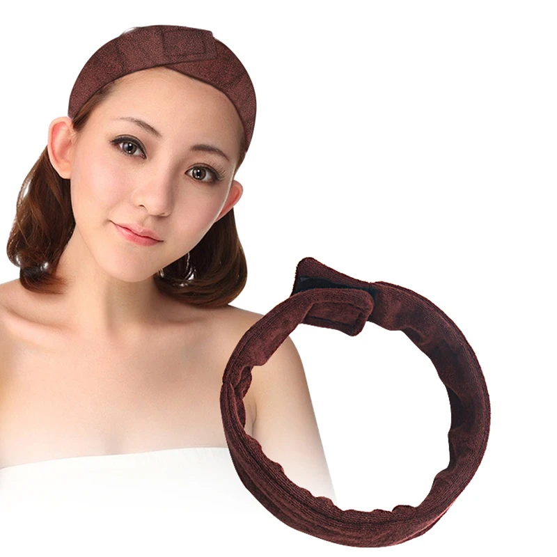 

Makeup Toweling Hair Wrap Head Band Soft Adjustable Salon SPA Facial Headband Hairband Brown Color Dropshipping