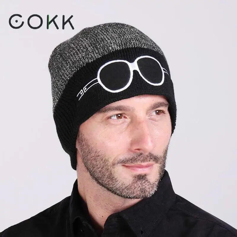 COKK Beanies Knit Winter Hats For Men Beanie With Sunglasses Design Men