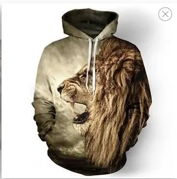 

2019 men's hoodie sweatshirt ferocious lion 3D printed hoodie casual pullover street top ordinary hipster hip hop fall