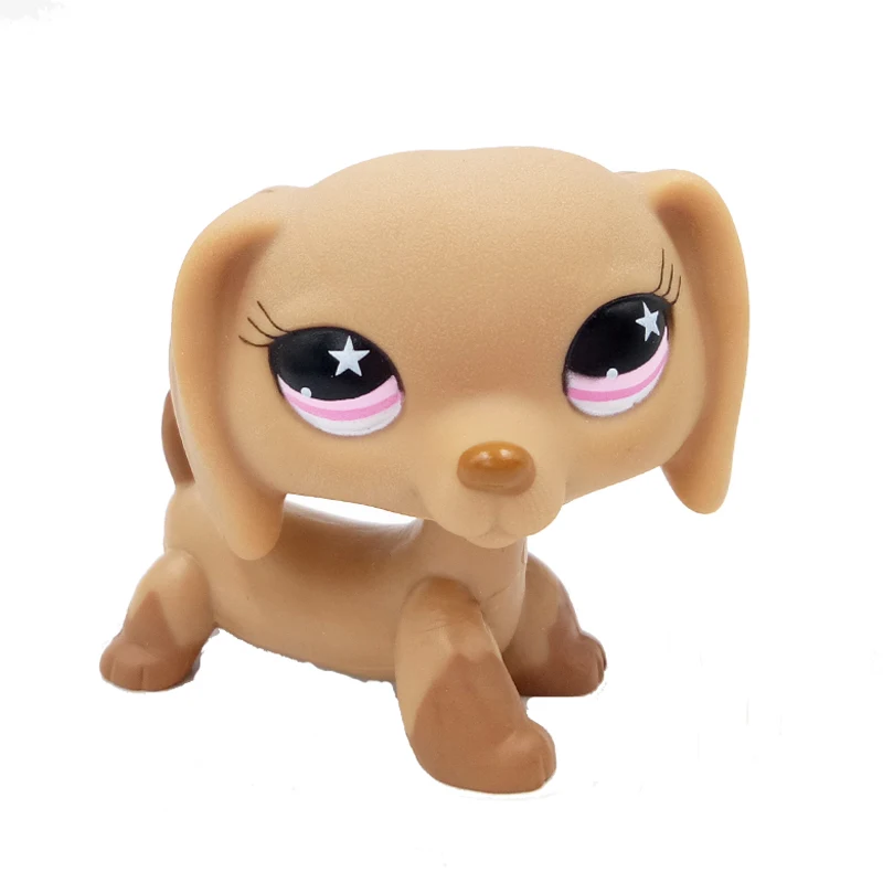 Littlest Pet Shop LPS 932 Dog Puppy Dachshund Brown Pink Star Eyes Loose Lps Has 